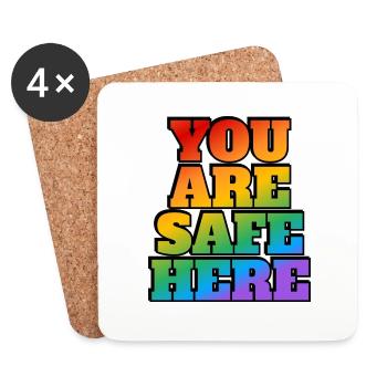 LGBT Safe Space Hier bist du sicher - Untersetzer (4er-Set) - Weiß - Vorne