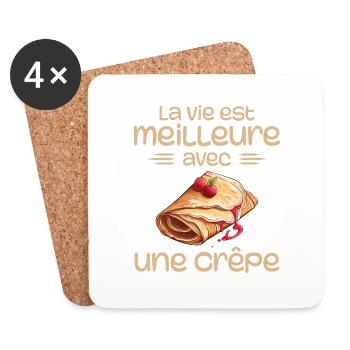 Crêpes Bretagne humour crepe - Coasters (set of 4) - white - Front