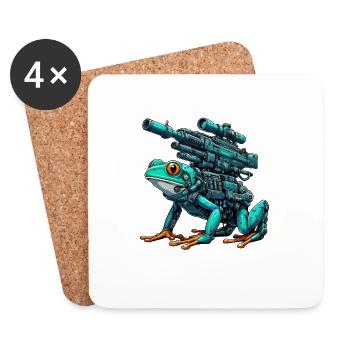 Frog Robot Mech Cyborg Future - Coasters (set of 4) - white - Front
