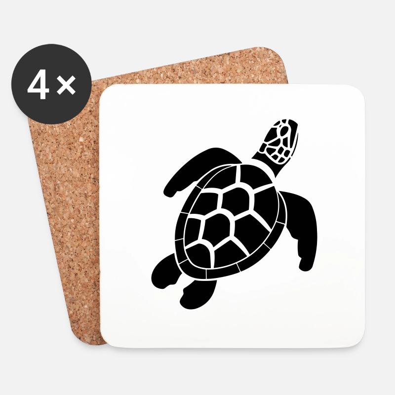 Schildkröte - Untersetzer (4er-Set) - Weiß