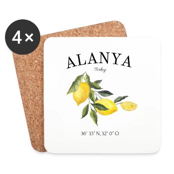 Alanya - Turkey - Turkish Riviera - Souvenir - Coasters (set of 4) - white - Front