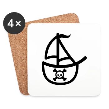 Piratenschiff - Untersetzer (4er-Set) - Weiß - Vorne