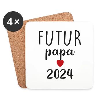 retro t-shirt cadeau futur papa - Dessous de verre (lot de 4) - blanc - Devant