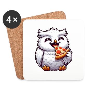 Hibou Harfang des neiges Pizza Amateur de pizza - Dessous de verre (lot de 4) - blanc - Devant