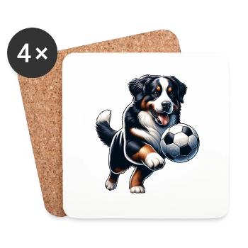 Joueur de football de Saint-Bernard Champion Fan - Dessous de verre (lot de 4) - blanc - Devant