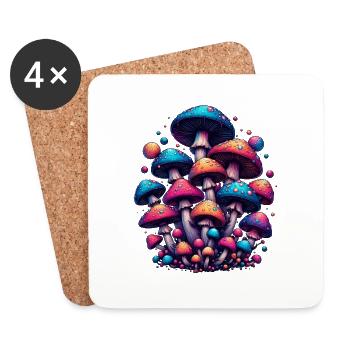 Psychedelic Mushroom Magic - Untersetzer (4er-Set) - Weiß - Vorne