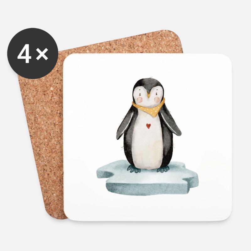 Kleiner Pinguin - Aquarell - Untersetzer (4er-Set) - Weiß