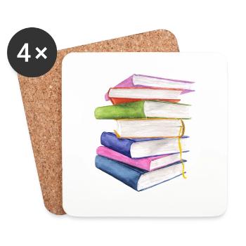 Bücher - Untersetzer (4er-Set) - Weiß - Vorne