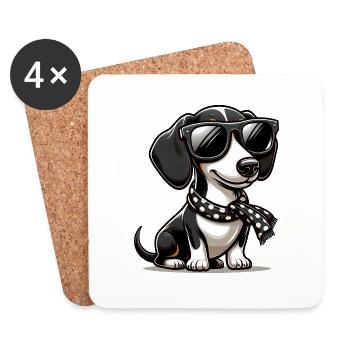 Süßer Dackel Hund - Untersetzer (4er-Set) - Weiß - Vorne