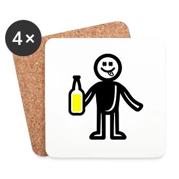 Beer Drinking Silhouette - Coasters (set of 4) - white - Front
