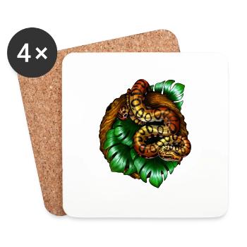 Monstera Snake - Untersetzer (4er-Set) - Weiß - Vorne