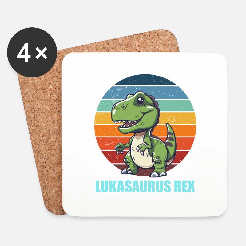 Lukasaurus Rex Geschenkidee für Luka und Lukas - Untersetzer (4er-Set) - Weiß