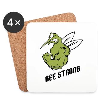 forte abeille moustique - Dessous de verre (lot de 4) - blanc - Devant