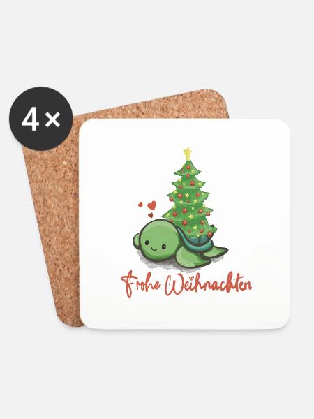 Frohe Weihnachten - Untersetzer (4er-Set) - Weiß