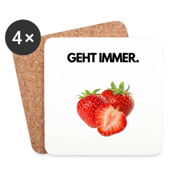 Erdbeeren. Geht immer. - Untersetzer (4er-Set) - Weiß - Vorne
