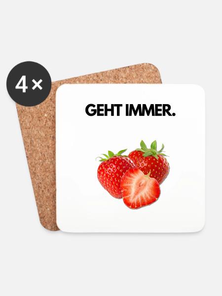 Erdbeeren. Geht immer. - Untersetzer (4er-Set) - Weiß