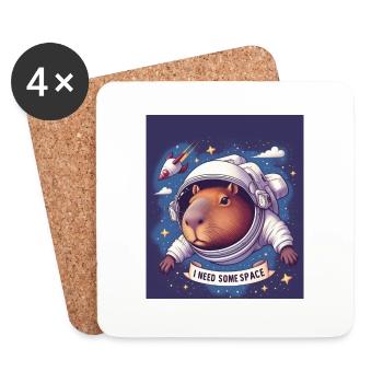 "I NEED SOME SPACE" Capybara - Untersetzer (4er-Set) - Weiß - Vorne