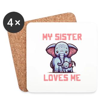 Ma sœur m’aime - Dictons de bébé - Meine Schweste - Dessous de verre (lot de 4) - blanc - Devant