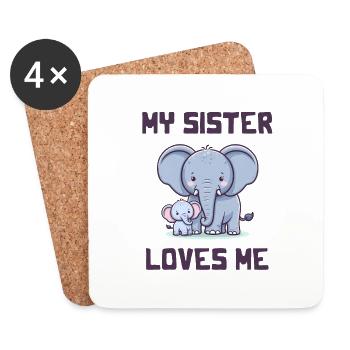Ma sœur m’aime - Dictons de bébé - Meine Schweste - Dessous de verre (lot de 4) - blanc - Devant