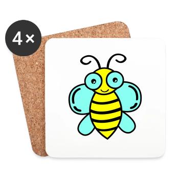 Bee 02 - Coasters (set of 4) - white - Front