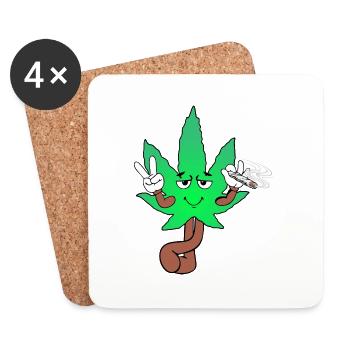 Der Bloom - Weed Cannabis Stoned Hanf Marihuana - Untersetzer (4er-Set) - Weiß - Vorne
