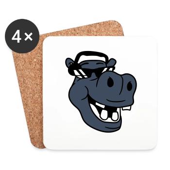 Laughing hippo comic face party club music - Coasters (set of 4) - white - Front
