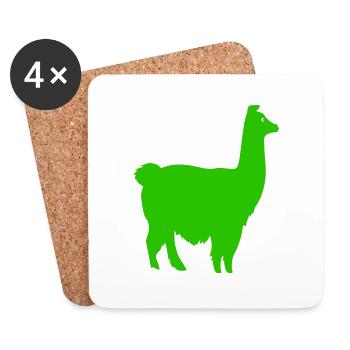 Silhouette de lama - Dessous de verre (lot de 4) - blanc - Devant