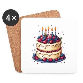 Birthday cake - Coasters (set of 4) - white - Front