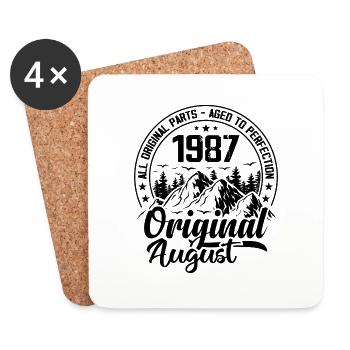 1987 August Original: 37 Years Anniversary Gift - Coasters (set of 4) - white - Front