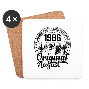 1986 August Original: 38 Years Anniversary Gift - Coasters (set of 4) - white - Front