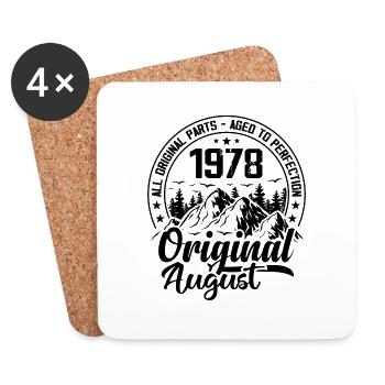 1978 August Original: 46 Years Anniversary Gift - Coasters (set of 4) - white - Front