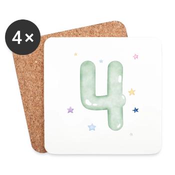 4e anniversaire watercolor étoile - Dessous de verre (lot de 4) - blanc - Devant