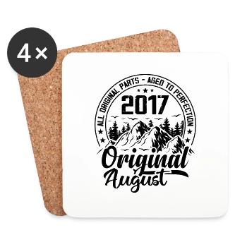 2017 August Original: Geschenk zum 7-jährigen Jubiläum - Untersetzer (4er-Set) - Weiß - Vorne