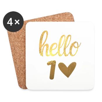 Hello 1 doré - Dessous de verre (lot de 4) - blanc - Devant