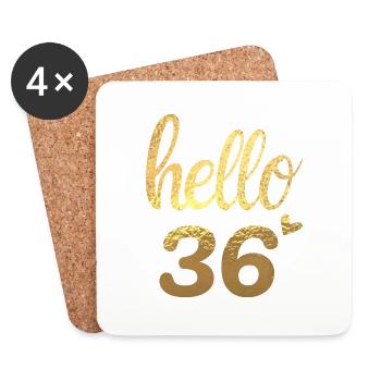 Hello 36 doré - Dessous de verre (lot de 4) - blanc - Devant