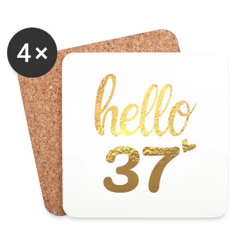 Hello 37 doré - Dessous de verre (lot de 4) - blanc - Devant