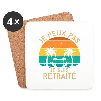 je peux pas je suis retraité.cadeau retraité - Dessous de verre (lot de 4) - blanc - Devant