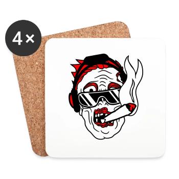 DJ Zombie Monster Horror Halloween Party Music - Coasters (set of 4) - white - Front