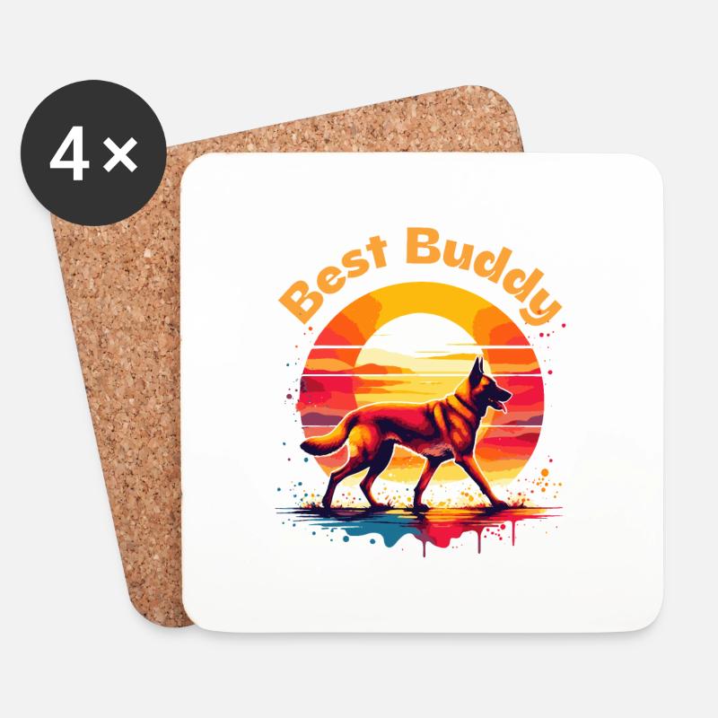 Best Buddy Malinois - Untersetzer (4er-Set) - Weiß