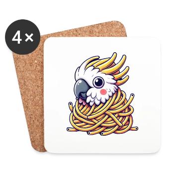 Süßer Vogel Kakadu Paradiesvogel Spaghetti Monster - Untersetzer (4er-Set) - Weiß - Vorne