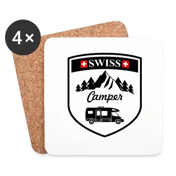 Profilé Swiss camper noir - Dessous de verre (lot de 4) - blanc - Devant