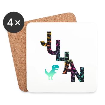 JULIAN - Beautiful boy name with dinosaur - Coasters (set of 4) - white - Front