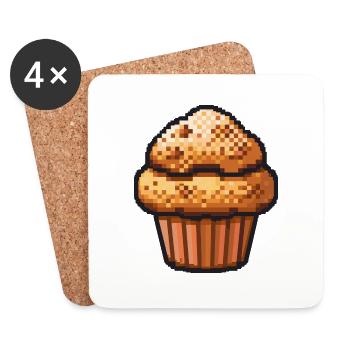 Cupkake Pixel Symbol Torte - Untersetzer (4er-Set) - Weiß - Vorne