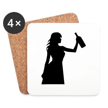 Woman Party Silhouette - Coasters (set of 4) - white - Front