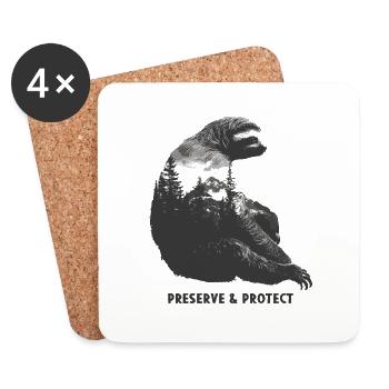 Preserve & Protect Sloth Sloth Wilderness Palm Trees - Coasters (set of 4) - white - Front