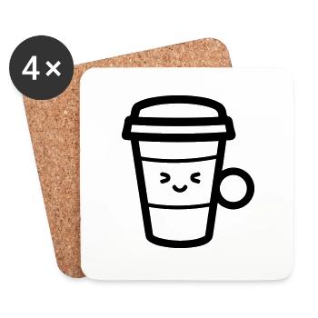 Mug de café - Dessous de verre (lot de 4) - blanc - Devant