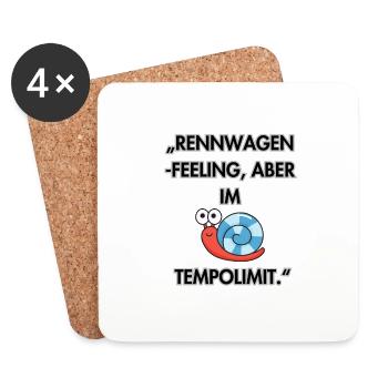 "Rennwagen-Feeling im Schneckentempo"Rot Blau - Untersetzer (4er-Set) - Weiß - Vorne