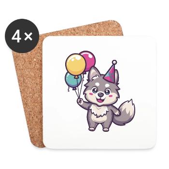 Wolf Birthday Baby - Coasters (set of 4) - white - Front
