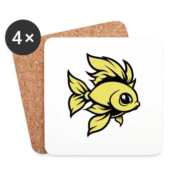Poisson rouge poisson bande dessinée Animal - Dessous de verre (lot de 4) - blanc - Devant
