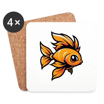 goldfish fish - Coasters (set of 4) - white - Front